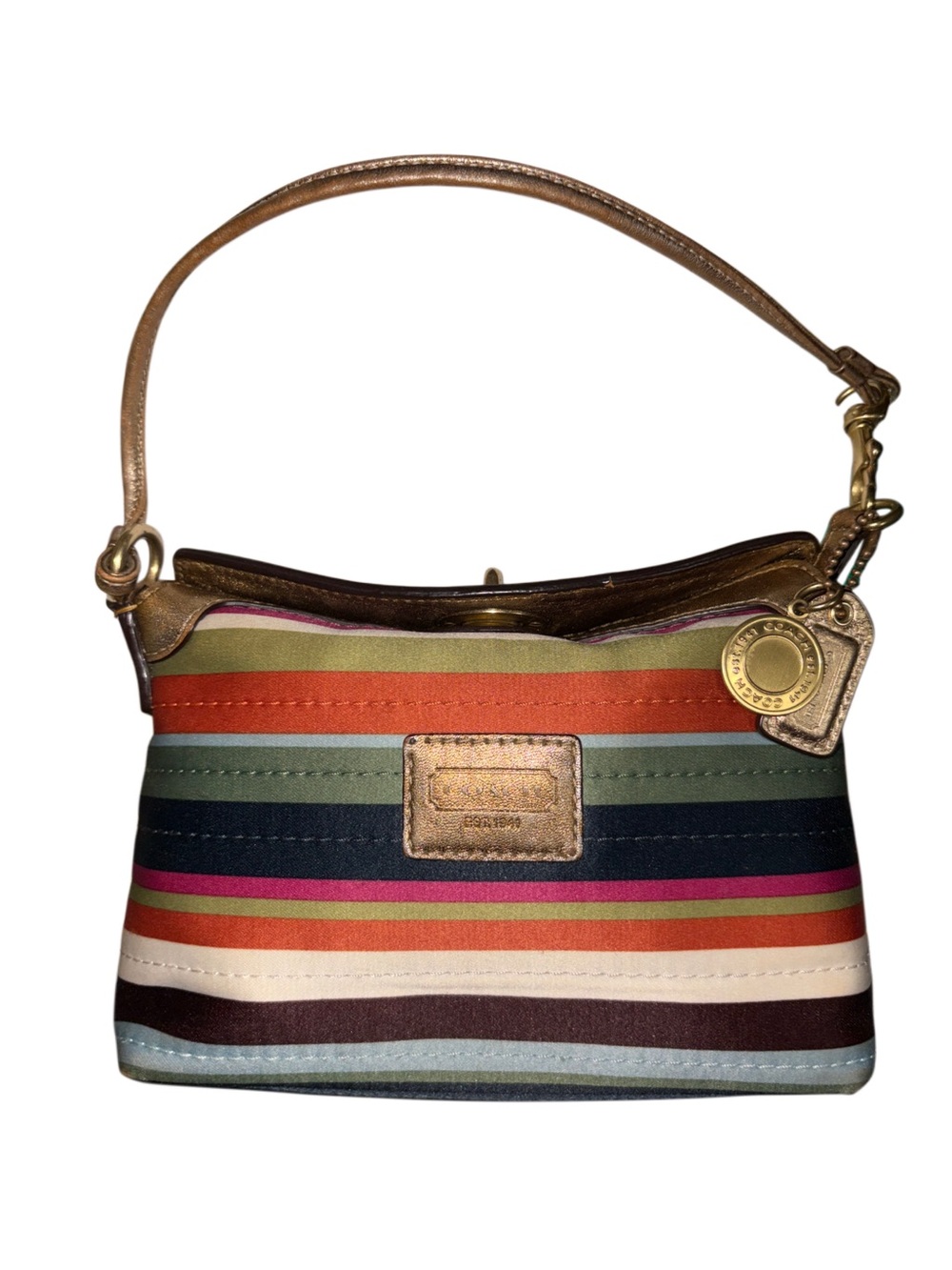 Coach Y2K 2008 Legacy Mini Turnlock Bag Satin & Metallic Gold Leather 41758